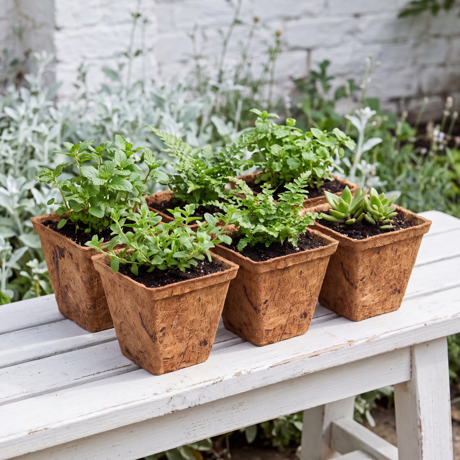 Coir Fiber Pot Rib Square  (Pack of 6)